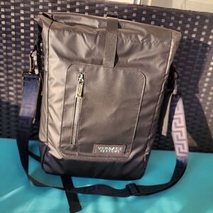 VERSACE Parfums Backpack Black Blue Travel Carryon 14"×18"×4"